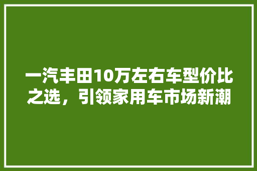 一汽丰田10万左右车型价比之选，引领家用车市场新潮流