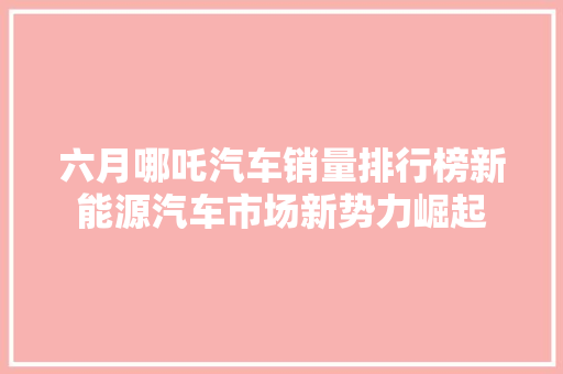 六月哪吒汽车销量排行榜新能源汽车市场新势力崛起