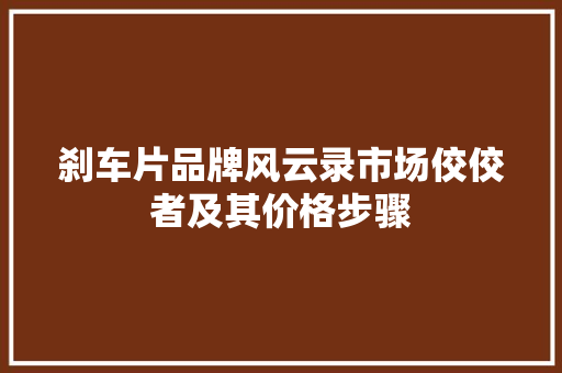 刹车片品牌风云录市场佼佼者及其价格步骤