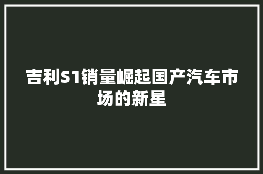 吉利S1销量崛起国产汽车市场的新星