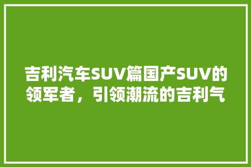 吉利汽车SUV篇国产SUV的领军者，引领潮流的吉利气车