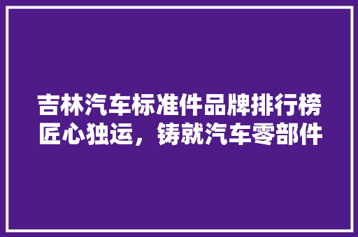 吉林汽车标准件品牌排行榜匠心独运，铸就汽车零部件辉煌