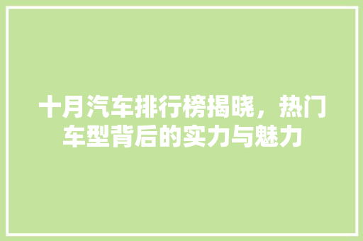 十月汽车排行榜揭晓，热门车型背后的实力与魅力