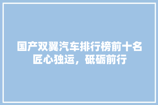 国产双翼汽车排行榜前十名匠心独运，砥砺前行
