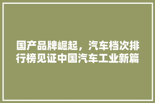 国产品牌崛起，汽车档次排行榜见证中国汽车工业新篇章