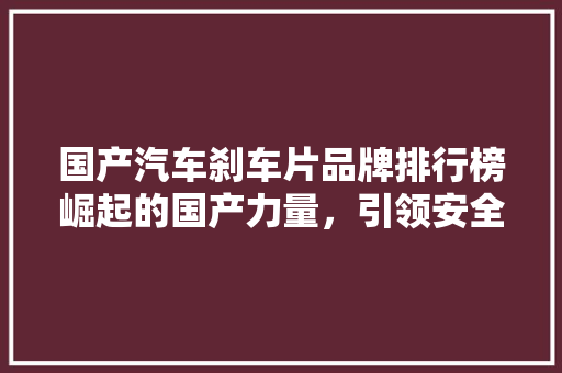 国产汽车刹车片品牌排行榜崛起的国产力量，引领安全守护新篇章