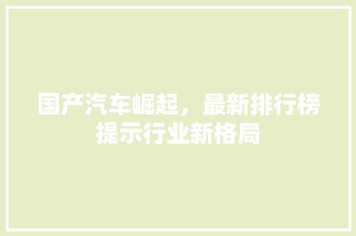 国产汽车崛起，最新排行榜提示行业新格局