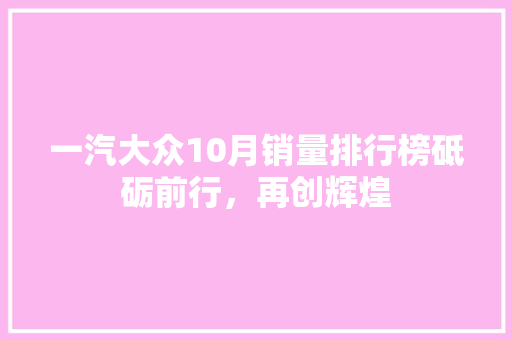 一汽大众10月销量排行榜砥砺前行，再创辉煌
