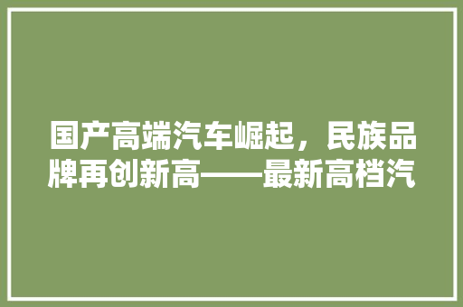 国产高端汽车崛起，民族品牌再创新高——最新高档汽车品牌排行榜