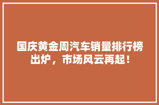 国庆黄金周汽车销量排行榜出炉，市场风云再起！