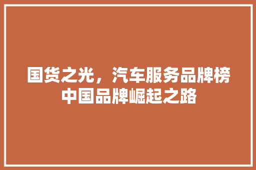国货之光，汽车服务品牌榜中国品牌崛起之路