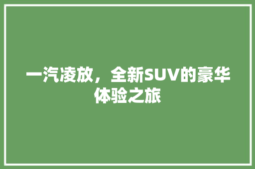 一汽凌放，全新SUV的豪华体验之旅