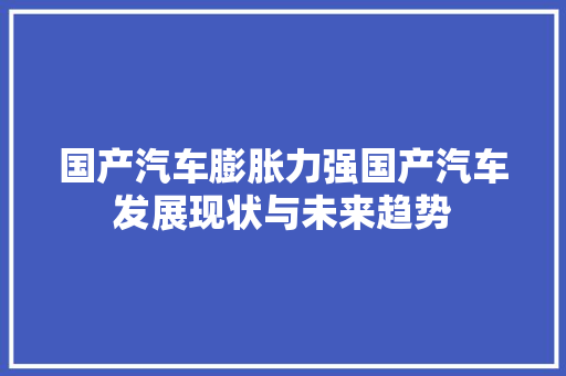 国产汽车膨胀力强国产汽车发展现状与未来趋势
