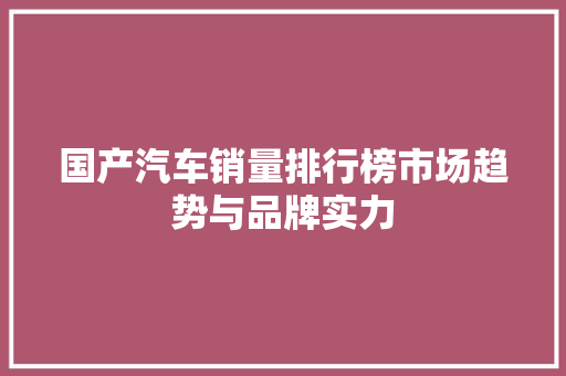 国产汽车销量排行榜市场趋势与品牌实力