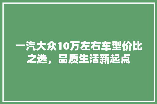 一汽大众10万左右车型价比之选，品质生活新起点