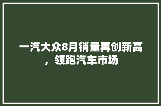 一汽大众8月销量再创新高，领跑汽车市场