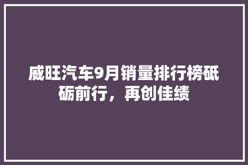 威旺汽车9月销量排行榜砥砺前行，再创佳绩