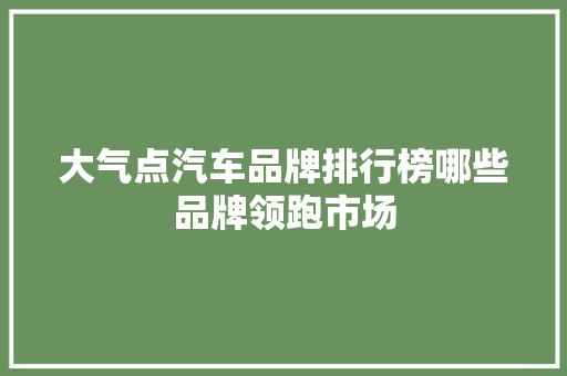 大气点汽车品牌排行榜哪些品牌领跑市场