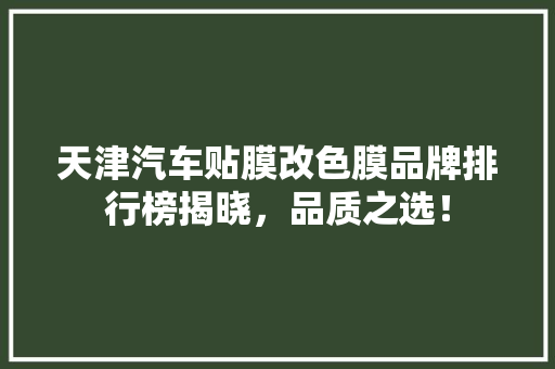 天津汽车贴膜改色膜品牌排行榜揭晓，品质之选！