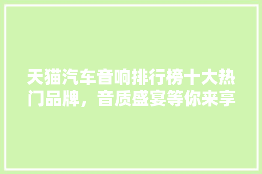 天猫汽车音响排行榜十大热门品牌，音质盛宴等你来享