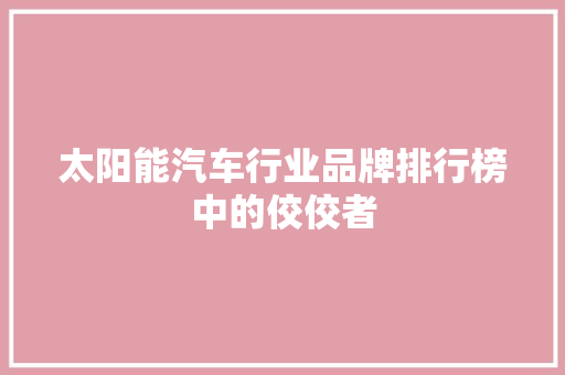 太阳能汽车行业品牌排行榜中的佼佼者