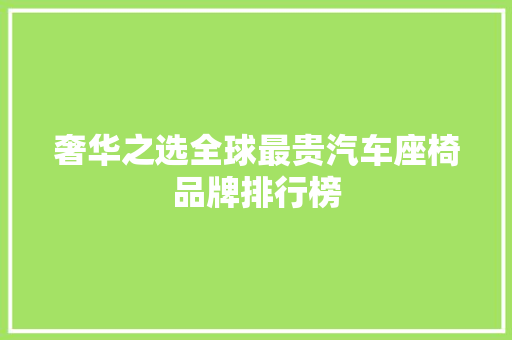 奢华之选全球最贵汽车座椅品牌排行榜