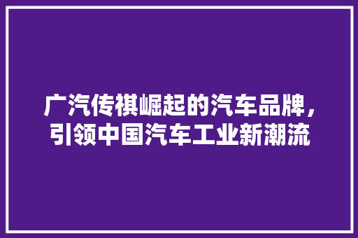 广汽传祺崛起的汽车品牌，引领中国汽车工业新潮流