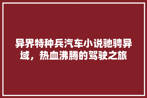 异界特种兵汽车小说驰骋异域，热血沸腾的驾驶之旅