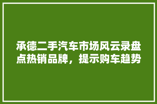 承德二手汽车市场风云录盘点热销品牌，提示购车趋势