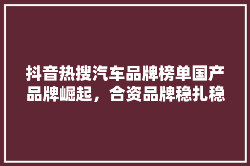 抖音热搜汽车品牌榜单国产品牌崛起，合资品牌稳扎稳打