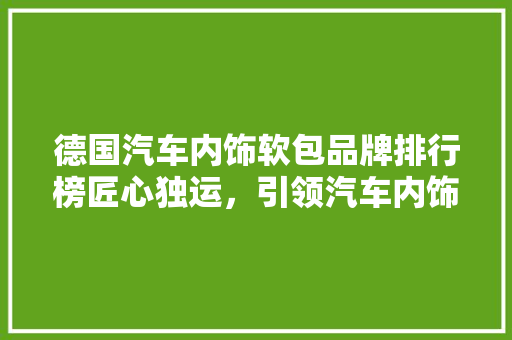 德国汽车内饰软包品牌排行榜匠心独运，引领汽车内饰潮流