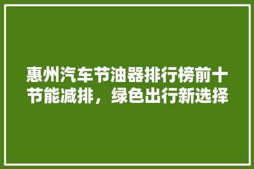 惠州汽车节油器排行榜前十节能减排，绿色出行新选择