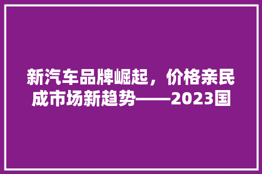 新汽车品牌崛起，价格亲民成市场新趋势——2023国内新汽车品牌排行榜