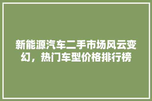 新能源汽车二手市场风云变幻，热门车型价格排行榜