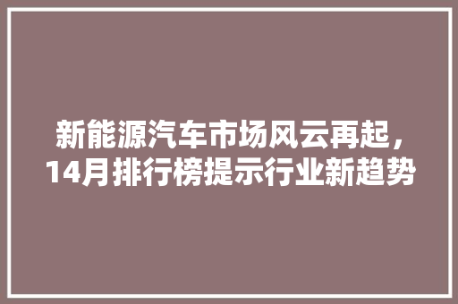 新能源汽车市场风云再起，14月排行榜提示行业新趋势