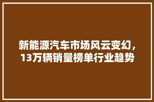 新能源汽车市场风云变幻，13万辆销量榜单行业趋势