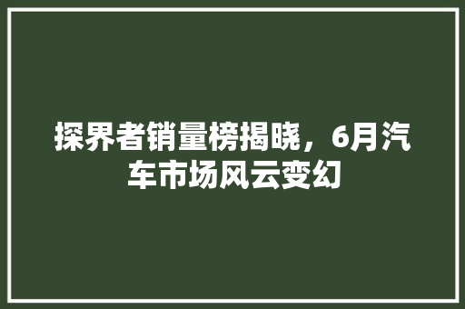 探界者销量榜揭晓，6月汽车市场风云变幻