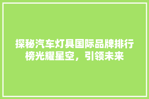 探秘汽车灯具国际品牌排行榜光耀星空，引领未来