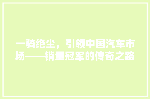 一骑绝尘，引领中国汽车市场——销量冠军的传奇之路
