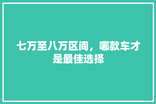 七万至八万区间，哪款车才是最佳选择