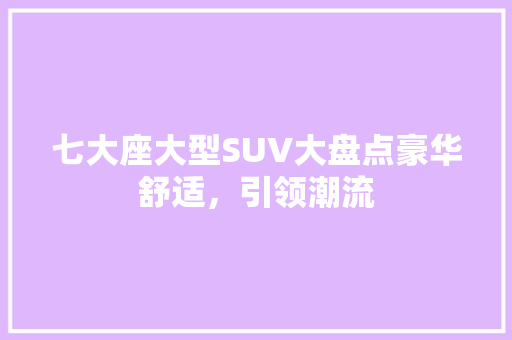 七大座大型SUV大盘点豪华舒适，引领潮流