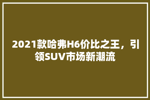 2021款哈弗H6价比之王，引领SUV市场新潮流