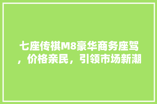 七座传祺M8豪华商务座驾，价格亲民，引领市场新潮流