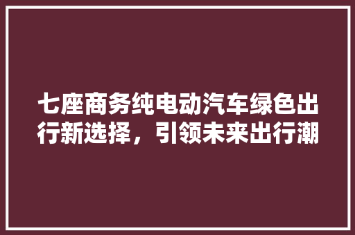 七座商务纯电动汽车绿色出行新选择，引领未来出行潮流